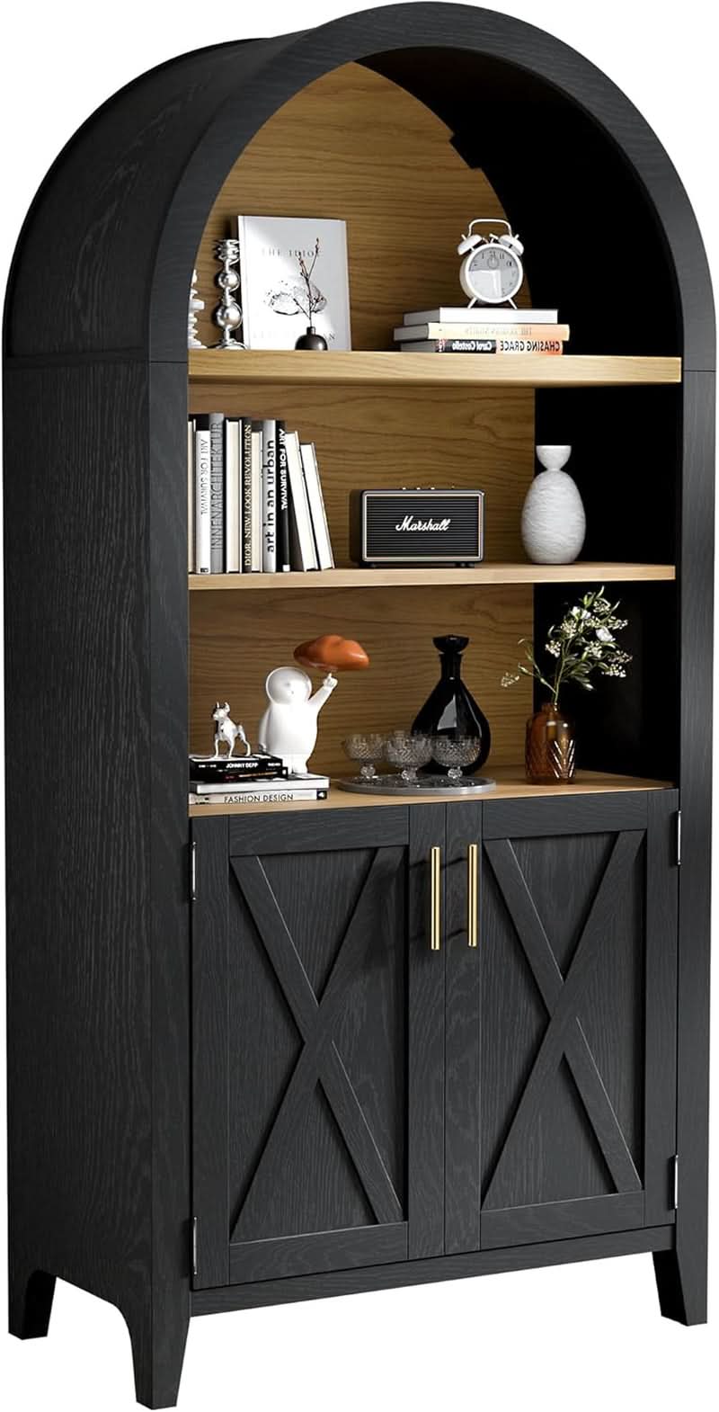 Arched 5 Tier Storage Cabinet Beech Door Farmhouse