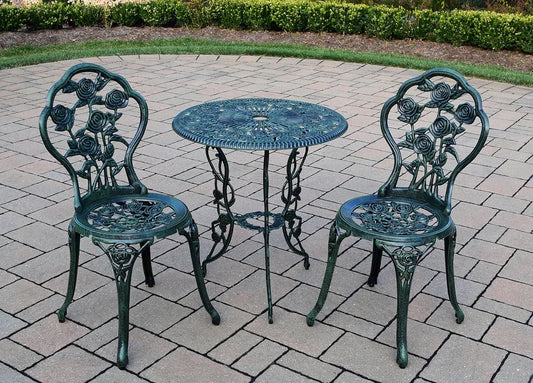 Cast Aluminum Conversation Set Antique Green Patio