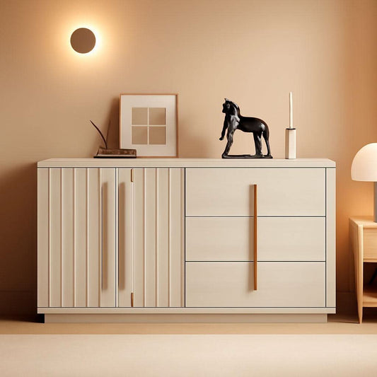 64 Inch Modern Industrial Sideboard Cabinet White Sand
