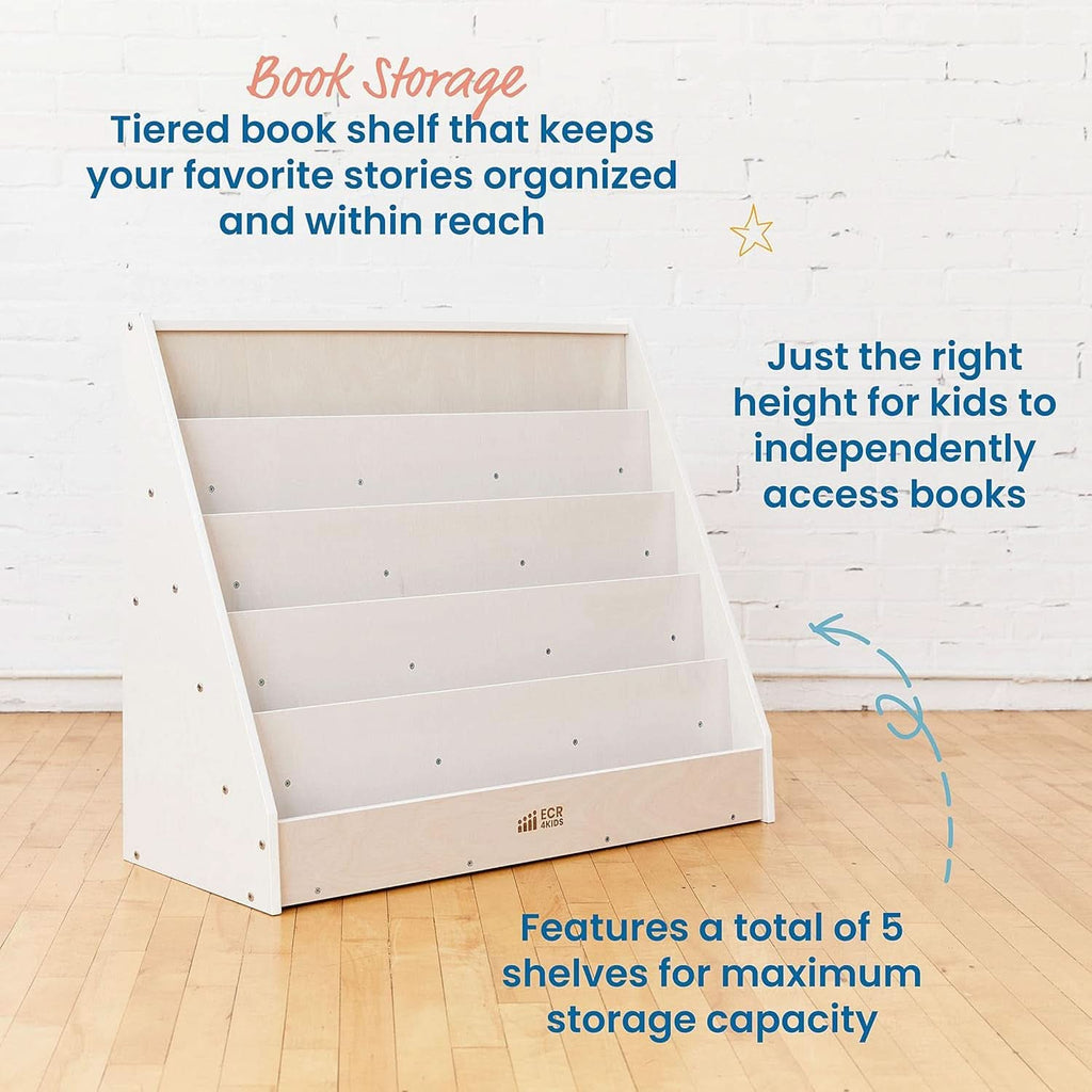 Single Sided Book Display Classroom Bookshelf White Wash