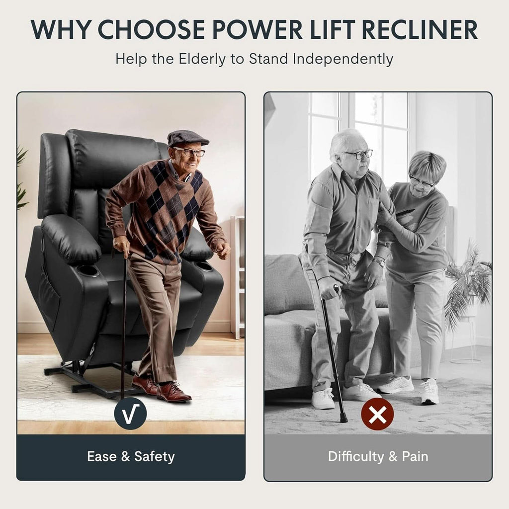 XL31 Power Lift Recliner For Elderly Black Massage
