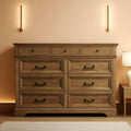 Nine Drawer Dresser Handcrafted Rustic Oakwood Finish
