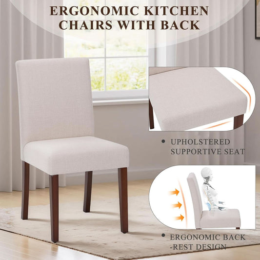 Beige Upholstered Parsons Dining Chairs Collection