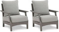 Cushioned Outdoor Lounge Chairs Set of Two Gray
