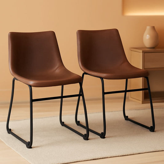 Mid Century Centiar 18.75 Inch Dining Bucket Chairs Set Of 2 Black And Brown