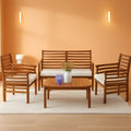 Outdoor Wood Sofa Set Natural Acacia With Thick Cushions