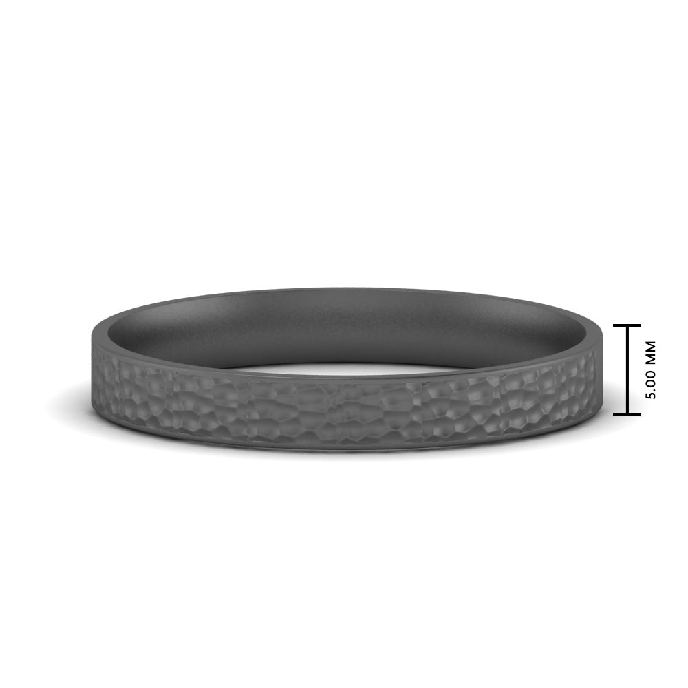 5 MM Hammered Finish Mens Wedding Band