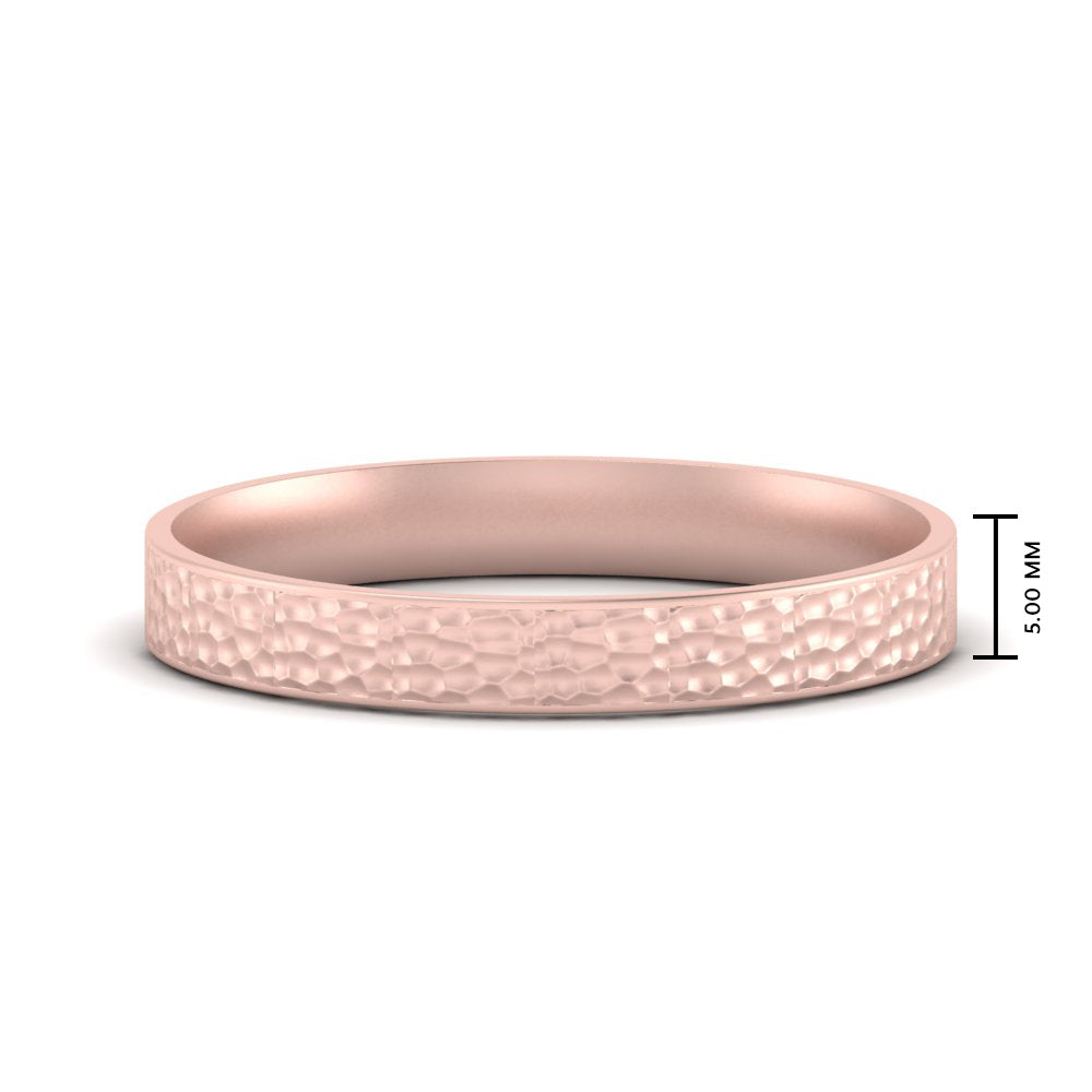 5 MM Hammered Finish Mens Wedding Band