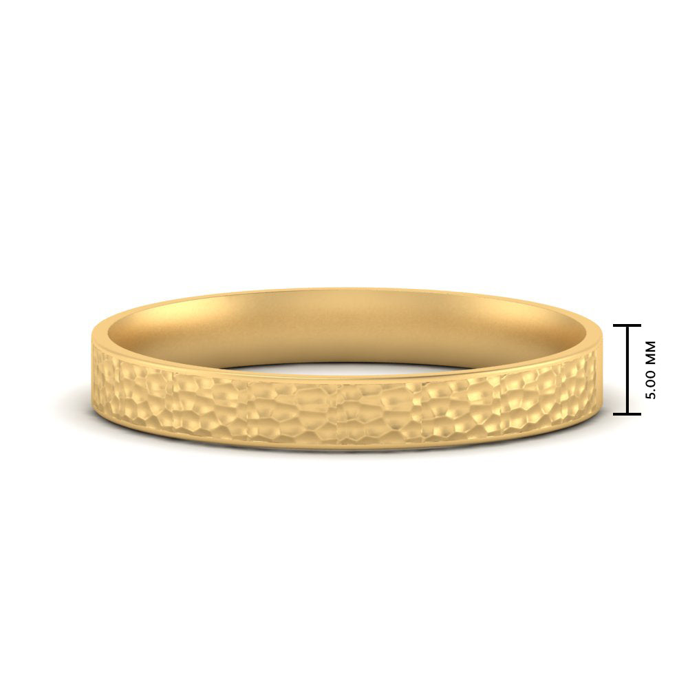5 MM Hammered Finish Mens Wedding Band