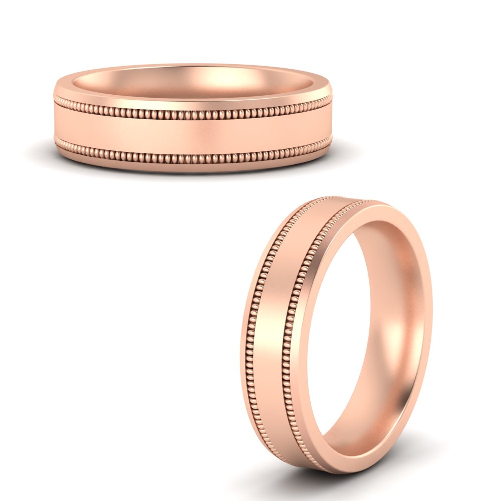 5 mm Mens Band Double Milgrain