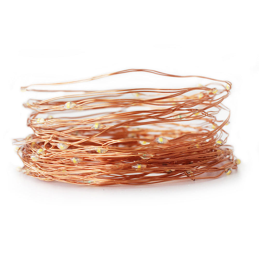 100 LED Natural Copper Fairy Plug in Lights - Warm White