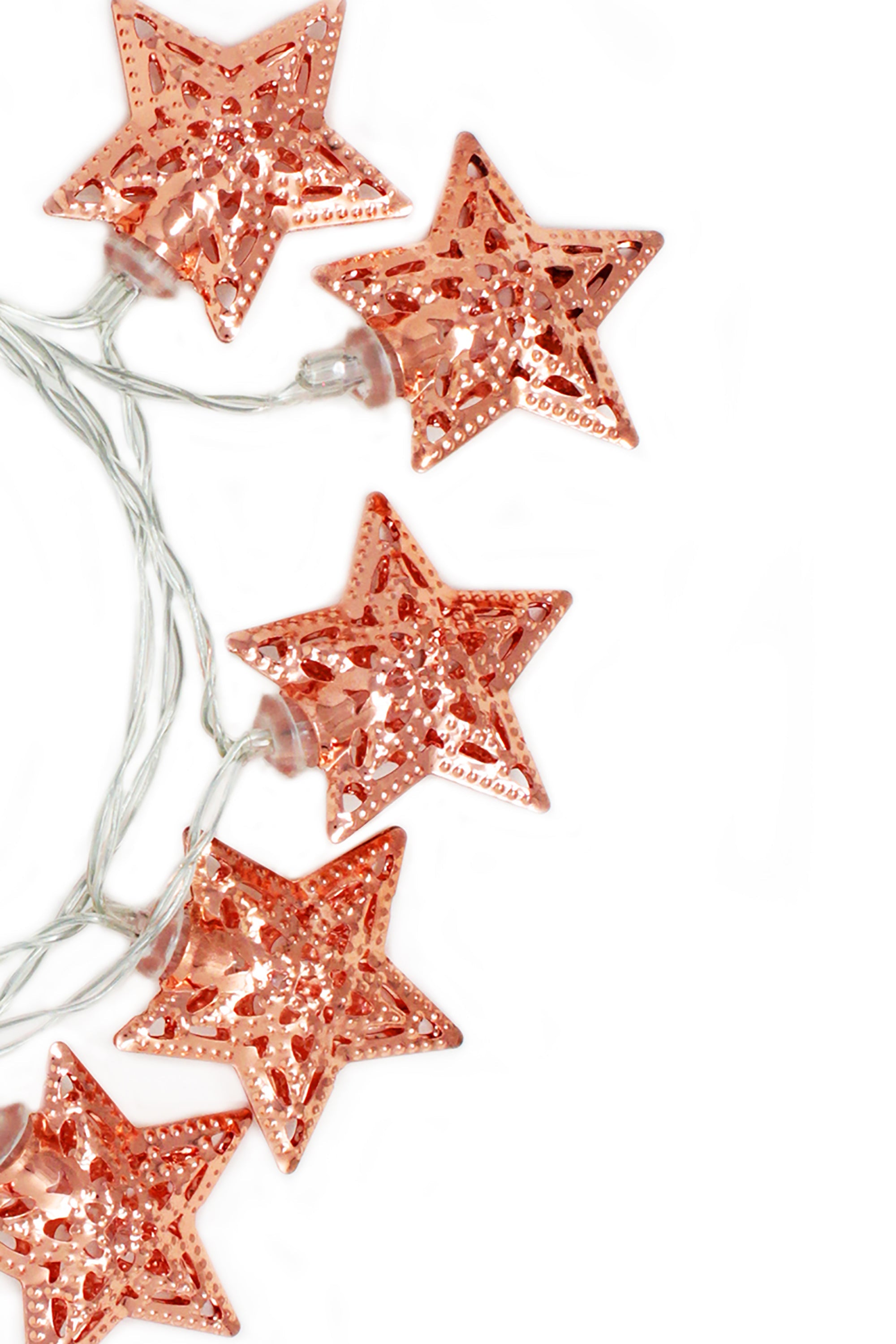 10 LED Rose Gold Star String Light Battery Operated - Warm White