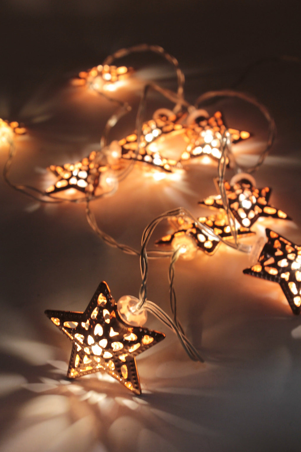 10 LED Rose Gold Star String Light Battery Operated - Warm White