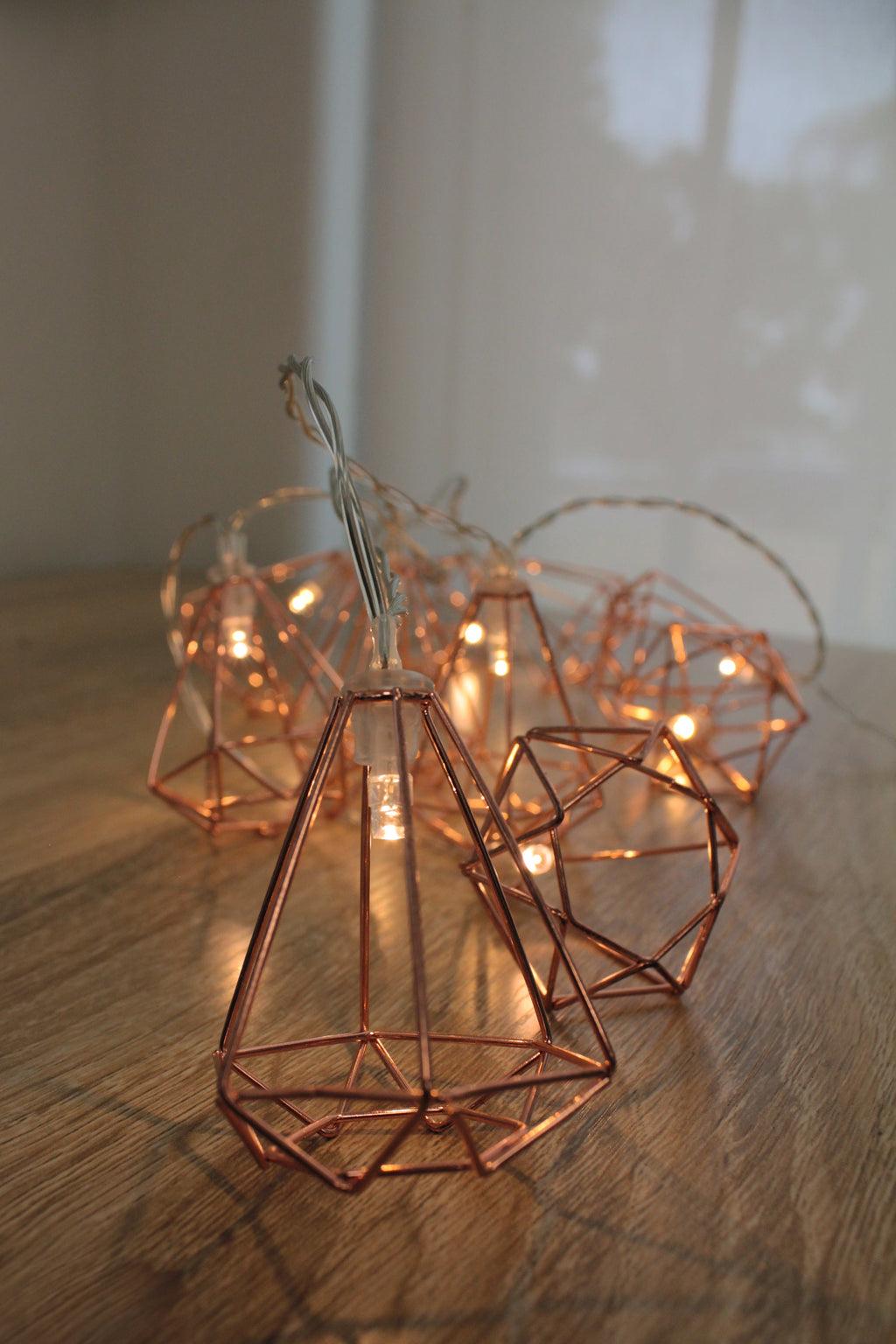 10 LED Rose Gold Diamond String Fairy Lights - Battery Operated