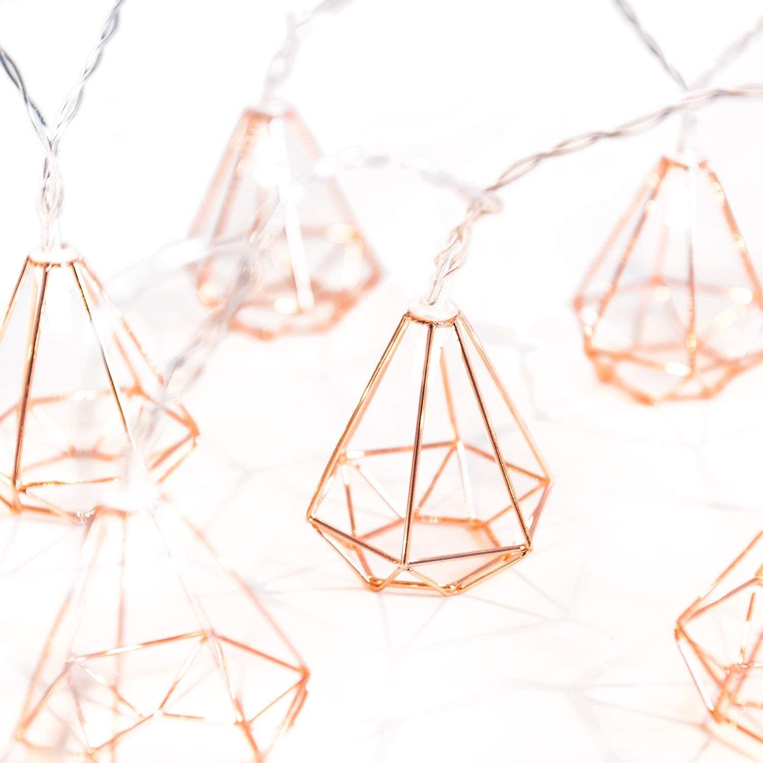 10 LED Rose Gold Diamond String Fairy Lights - Battery Operated