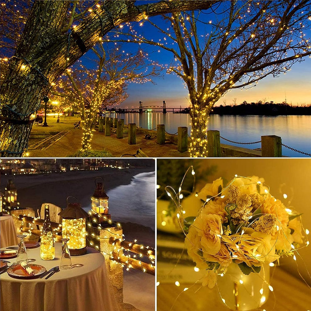 32ft 100 LED Microdot Wire Solar Fairy Light - Warm White