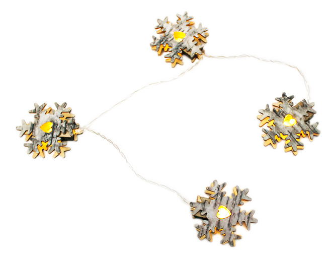 10 LED Battery Operated String Light with Wooden Snowflake - Warm White