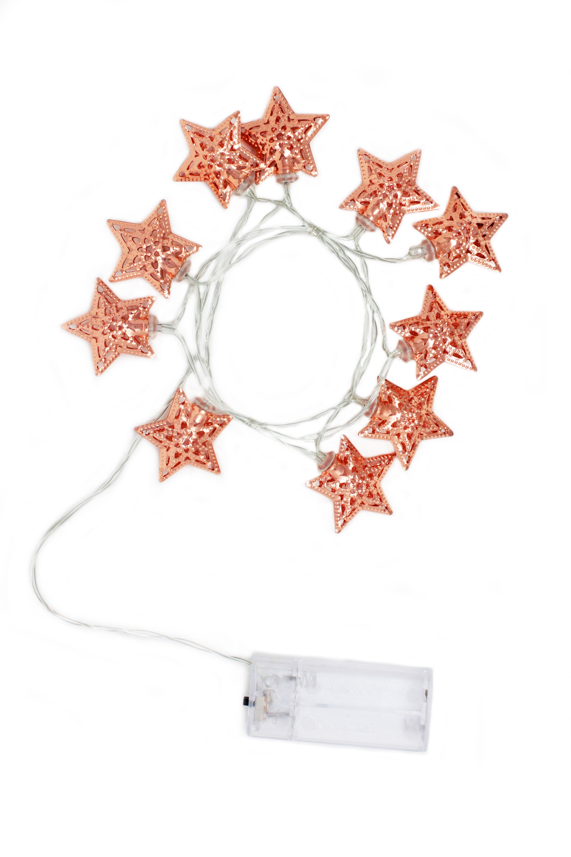 10 LED String Light with Rose Gold Small Metal Star Battery Operated -Warm White