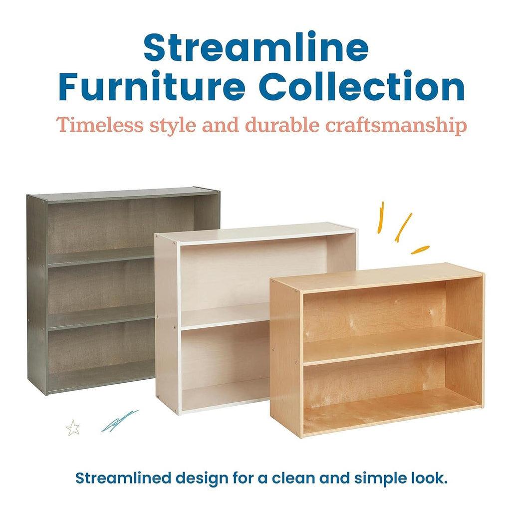 Streamline 2 Shelf Storage Cabinet 24 Inch White Wash Kids Bookshelf