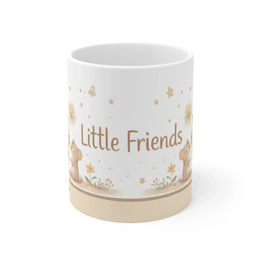 Little Friends Mug, Cute Woodland Animals Personalized Name Chocolate, Coffee Mug, Tea Cup — 11oz Mug