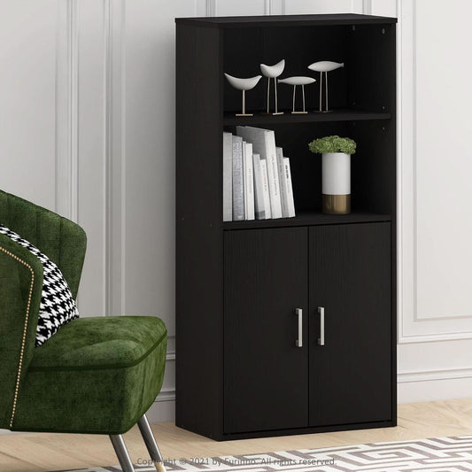 Pasir 4 Tier Storage Bookcase Black Oak Adjustable Shelves