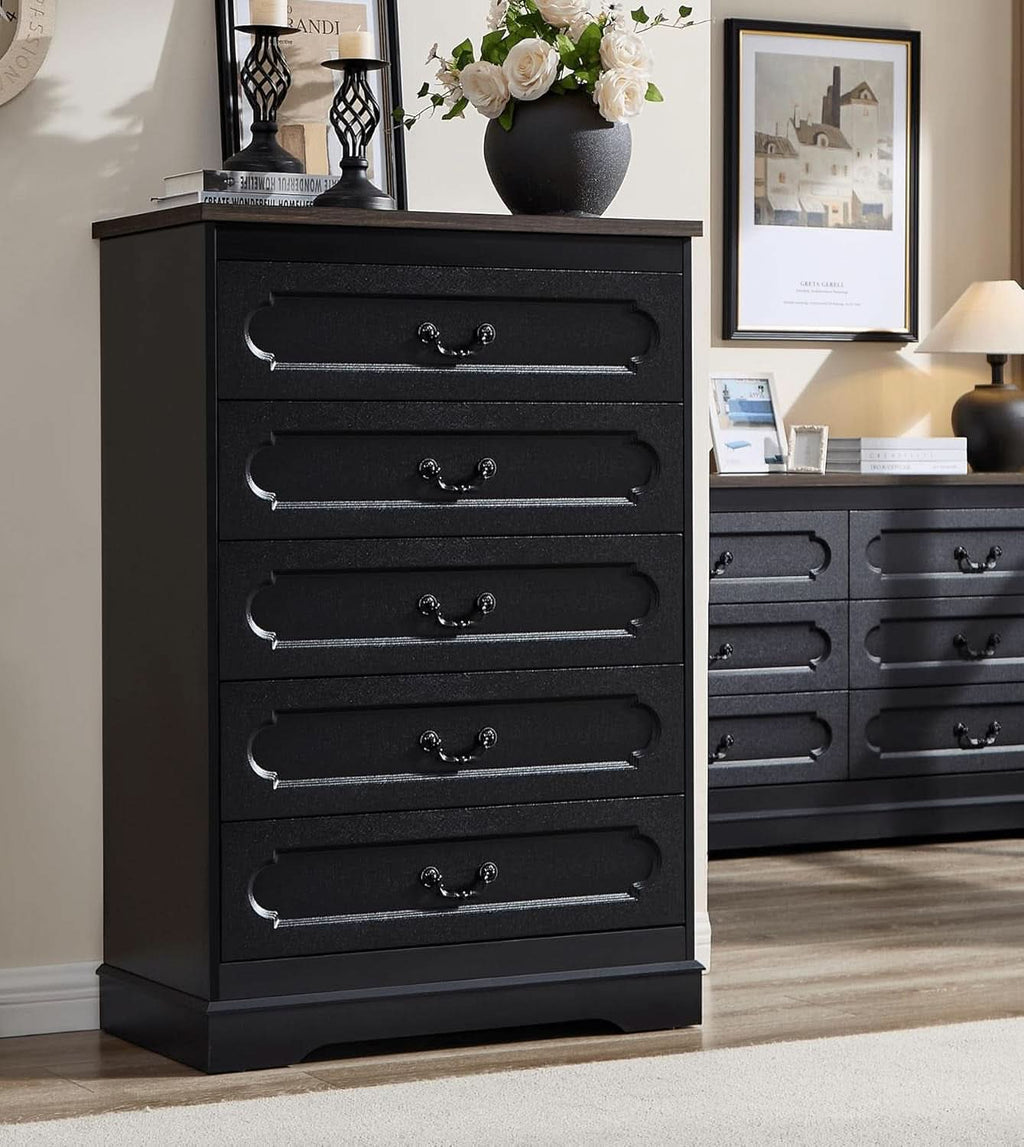 Premium Charcoal Farmhouse Dresser With Five Drawers