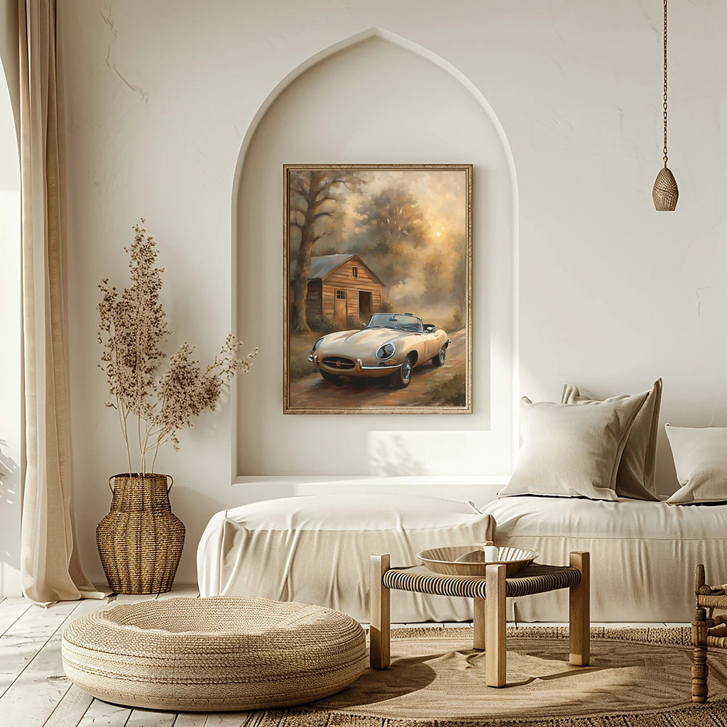 1961 E-Type Racing Beauty - Old Garage Edition | Poster Canvas