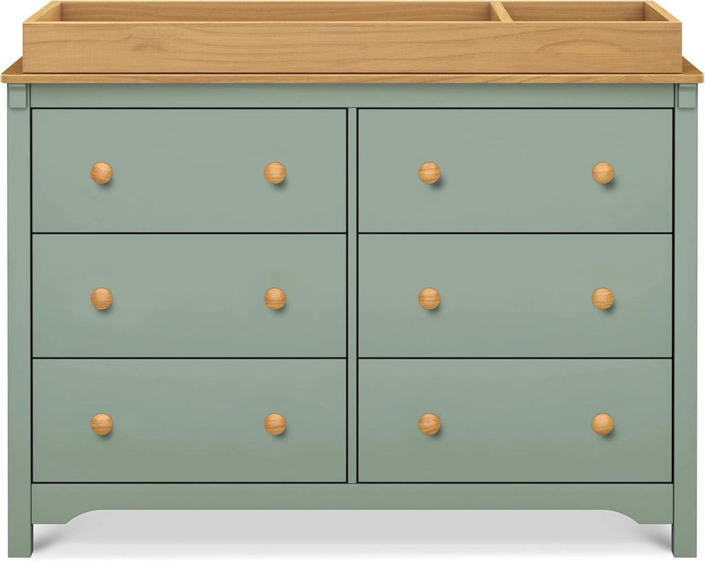 Shea Six Drawer Dresser Light Sage And Honey For Nursery