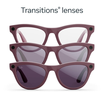 Ray-Ban Meta Skyler (Gen 2) with Meta AI, photo and video capture, longer battery life - Shiny Transparent Peach, Transitions® Brown Lenses