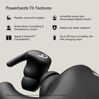Beats Powerbeats Fit - Wireless Noise Cancelling Workout Earbuds with Secure-Fit Wingtips, Up to 30-Hour Battery Life, Sweat & Water Resistant, Apple & Android Compatible - Gravel Gray