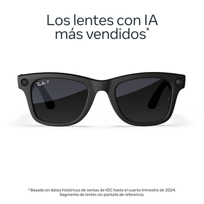 Ray-Ban Meta (Gen 1), Wayfarer, Shiny Black | Smart AI Glasses for Men, Women — 12 MP Ultra-Wide Camera, Open-Ear Speakers for Audio, Video Recording and Bluetooth — Green Lenses — Wearable Technology
