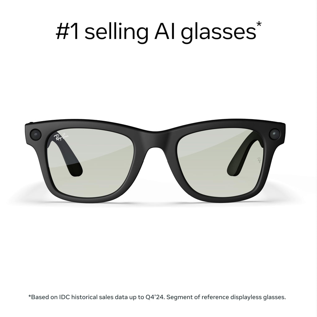 Ray-Ban Meta (Gen 1), Wayfarer, Shiny Black | Smart AI Glasses for Men, Women — 12 MP Ultra-Wide Camera, Open-Ear Speakers for Audio, Video Recording and Bluetooth — Green Lenses — Wearable Technology