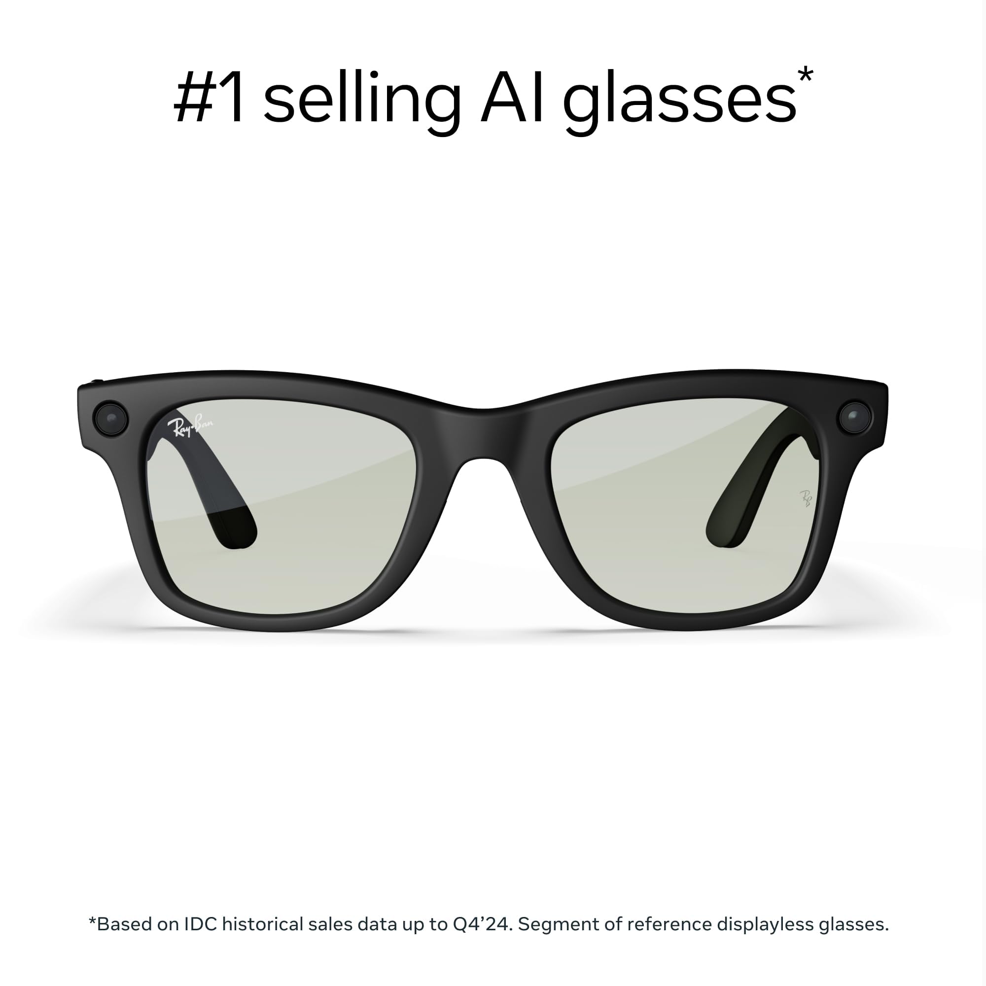Ray-Ban Meta (Gen 1), Wayfarer, Shiny Black | Smart AI Glasses for Men, Women — 12 MP Ultra-Wide Camera, Open-Ear Speakers for Audio, Video Recording and Bluetooth — Green Lenses — Wearable Technology