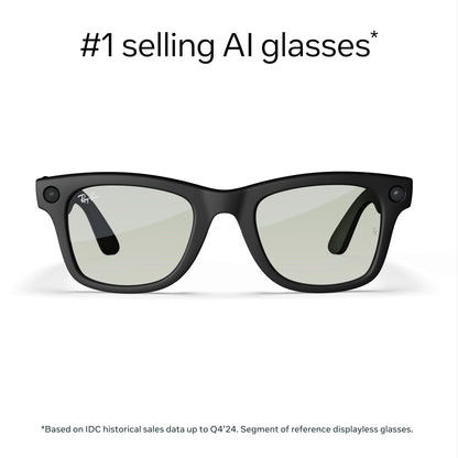 Ray-Ban Meta (Gen 1), Wayfarer, Shiny Black | Smart AI Glasses for Men, Women — 12 MP Ultra-Wide Camera, Open-Ear Speakers for Audio, Video Recording and Bluetooth — Green Lenses — Wearable Technology