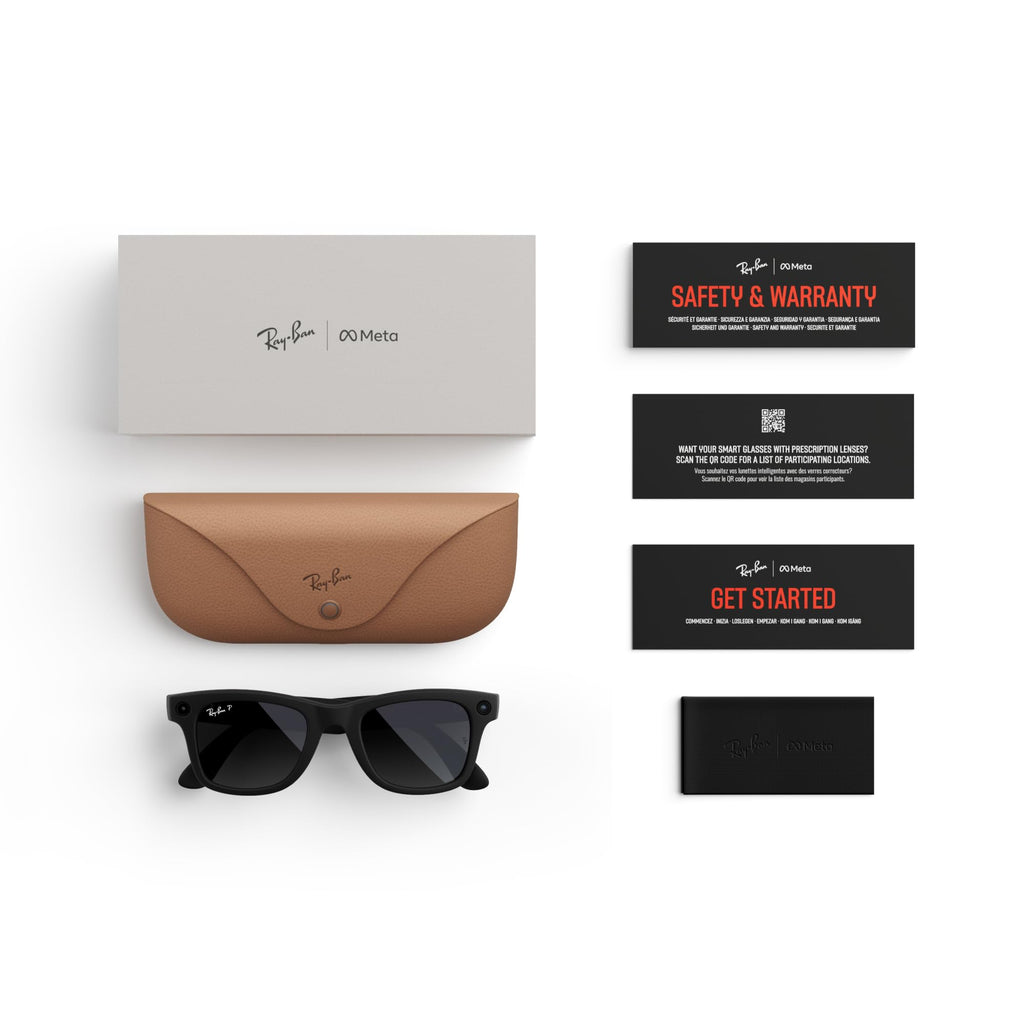 Ray-Ban Meta (Gen 1), Wayfarer, Shiny Black | Smart AI Glasses for Men, Women — 12 MP Ultra-Wide Camera, Open-Ear Speakers for Audio, Video Recording and Bluetooth — Green Lenses — Wearable Technology