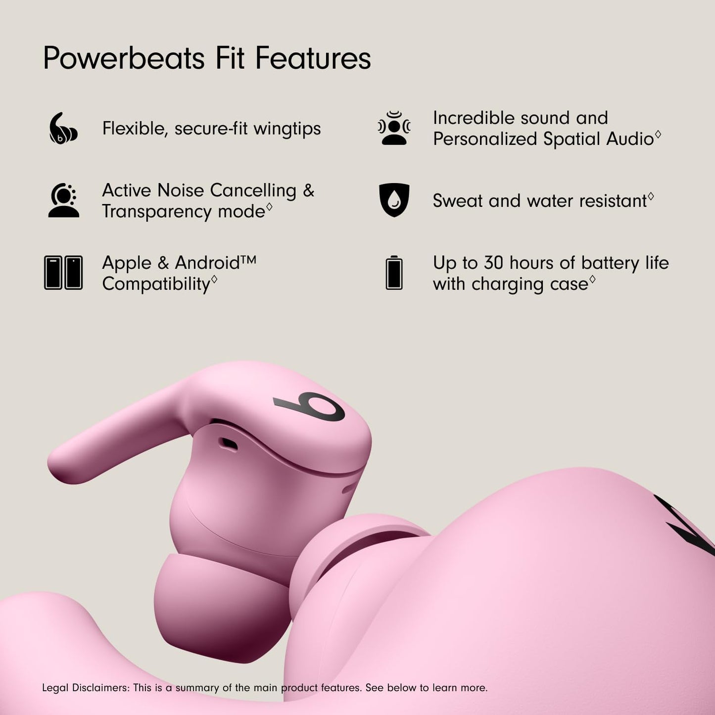 Beats Powerbeats Fit - Wireless Noise Cancelling Workout Earbuds with Secure-Fit Wingtips, Up to 30-Hour Battery Life, Sweat & Water Resistant, Apple & Android Compatible - Gravel Gray