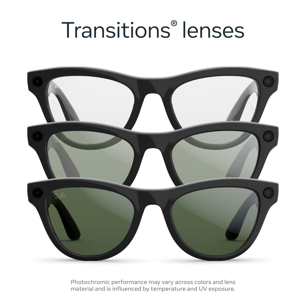 Ray-Ban Meta Skyler (Gen 2) with Meta AI, photo and video capture, longer battery life - Shiny Transparent Peach, Transitions® Brown Lenses