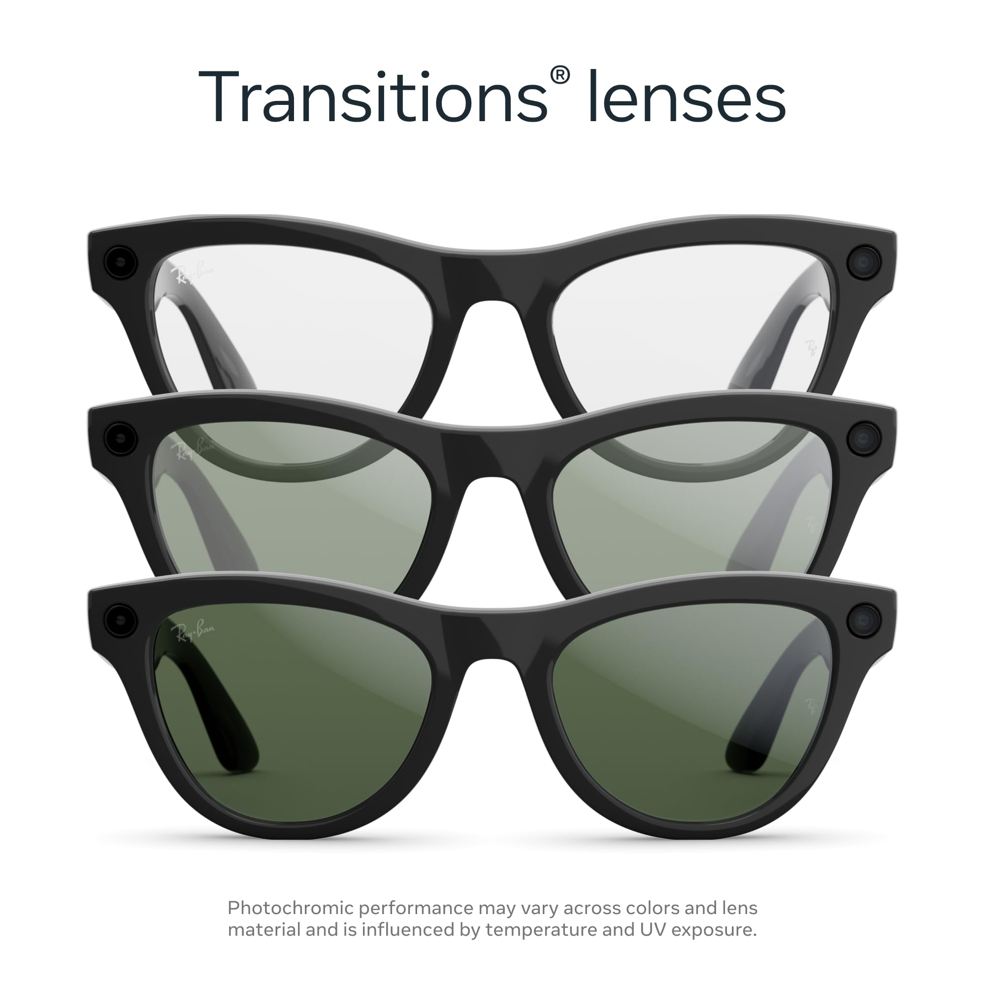Ray-Ban Meta Skyler (Gen 2) with Meta AI, photo and video capture, longer battery life - Shiny Transparent Peach, Transitions® Brown Lenses
