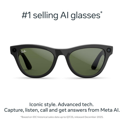 Ray-Ban Meta Skyler (Gen 2) with Meta AI, photo and video capture, longer battery life - Shiny Transparent Peach, Transitions® Brown Lenses