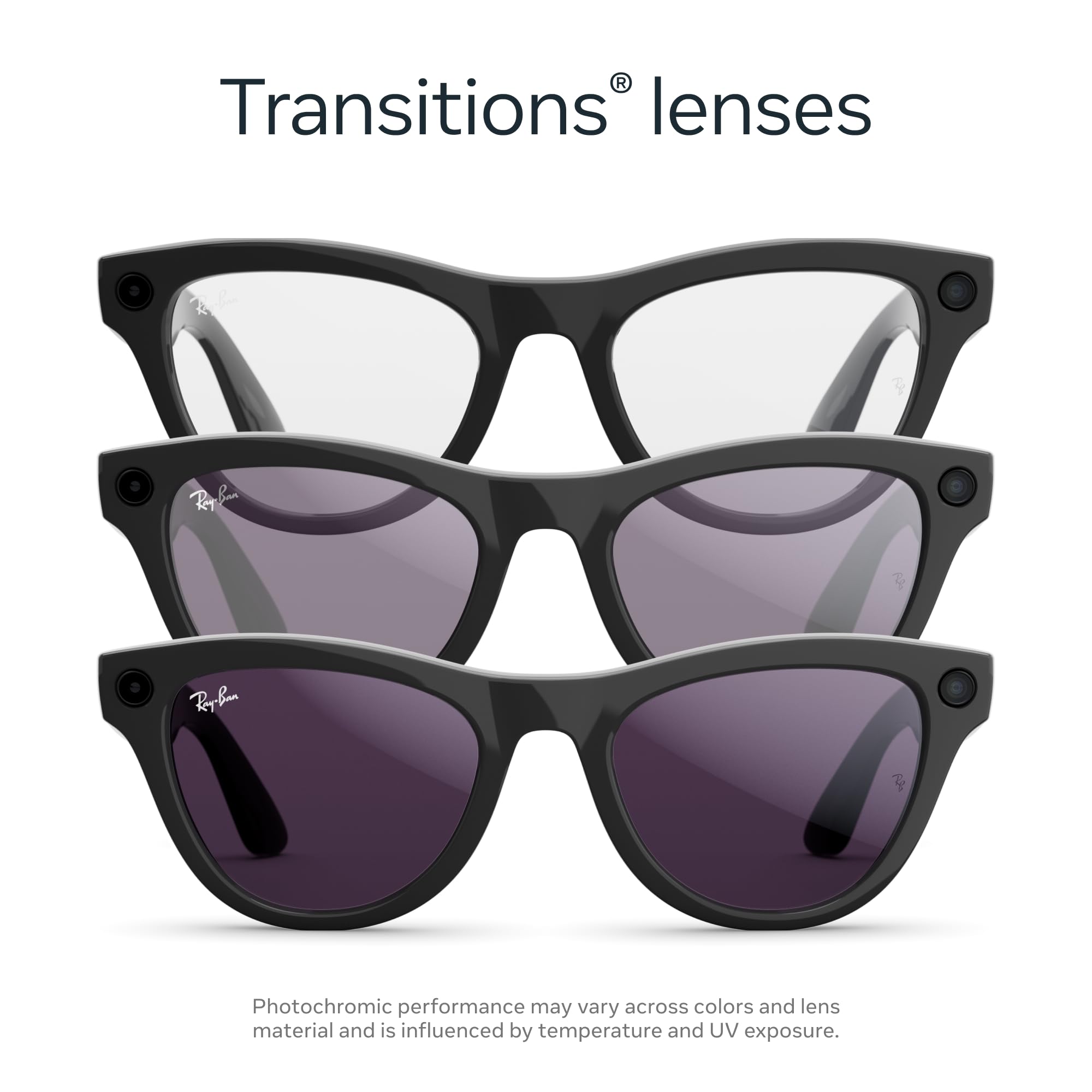 Ray-Ban Meta Skyler (Gen 2) with Meta AI, photo and video capture, longer battery life - Shiny Transparent Peach, Transitions® Brown Lenses
