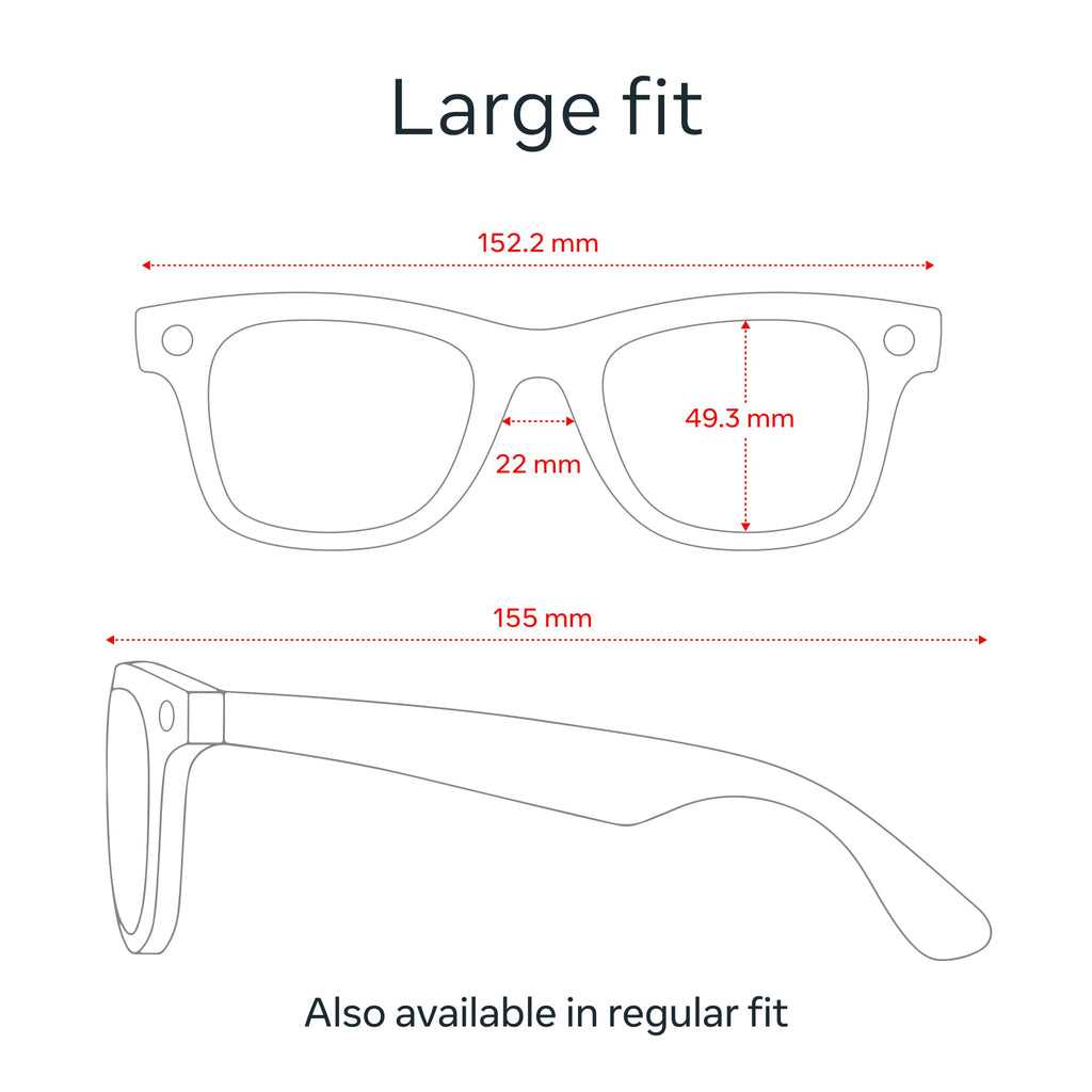Ray-Ban Meta (Gen 1), Wayfarer, Shiny Black | Smart AI Glasses for Men, Women — 12 MP Ultra-Wide Camera, Open-Ear Speakers for Audio, Video Recording and Bluetooth — Green Lenses — Wearable Technology