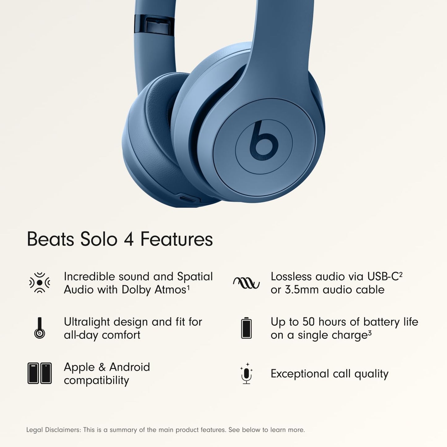 Beats Solo 4 Wireless Headphones with 20W Power Adapter - Slate Blue