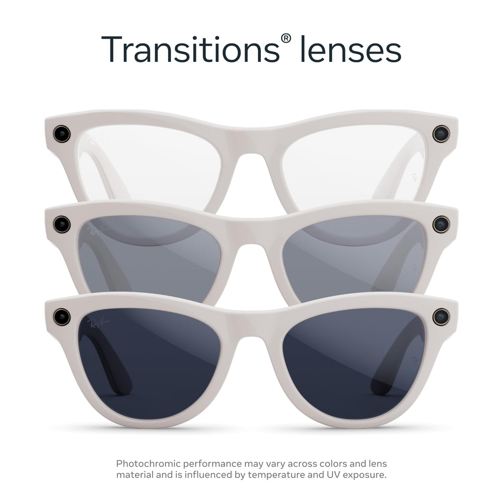 Ray-Ban Meta Skyler (Gen 2) with Meta AI, photo and video capture, longer battery life - Shiny Transparent Peach, Transitions® Brown Lenses