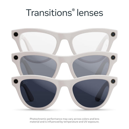 Ray-Ban Meta Skyler (Gen 2) with Meta AI, photo and video capture, longer battery life - Shiny Transparent Peach, Transitions® Brown Lenses
