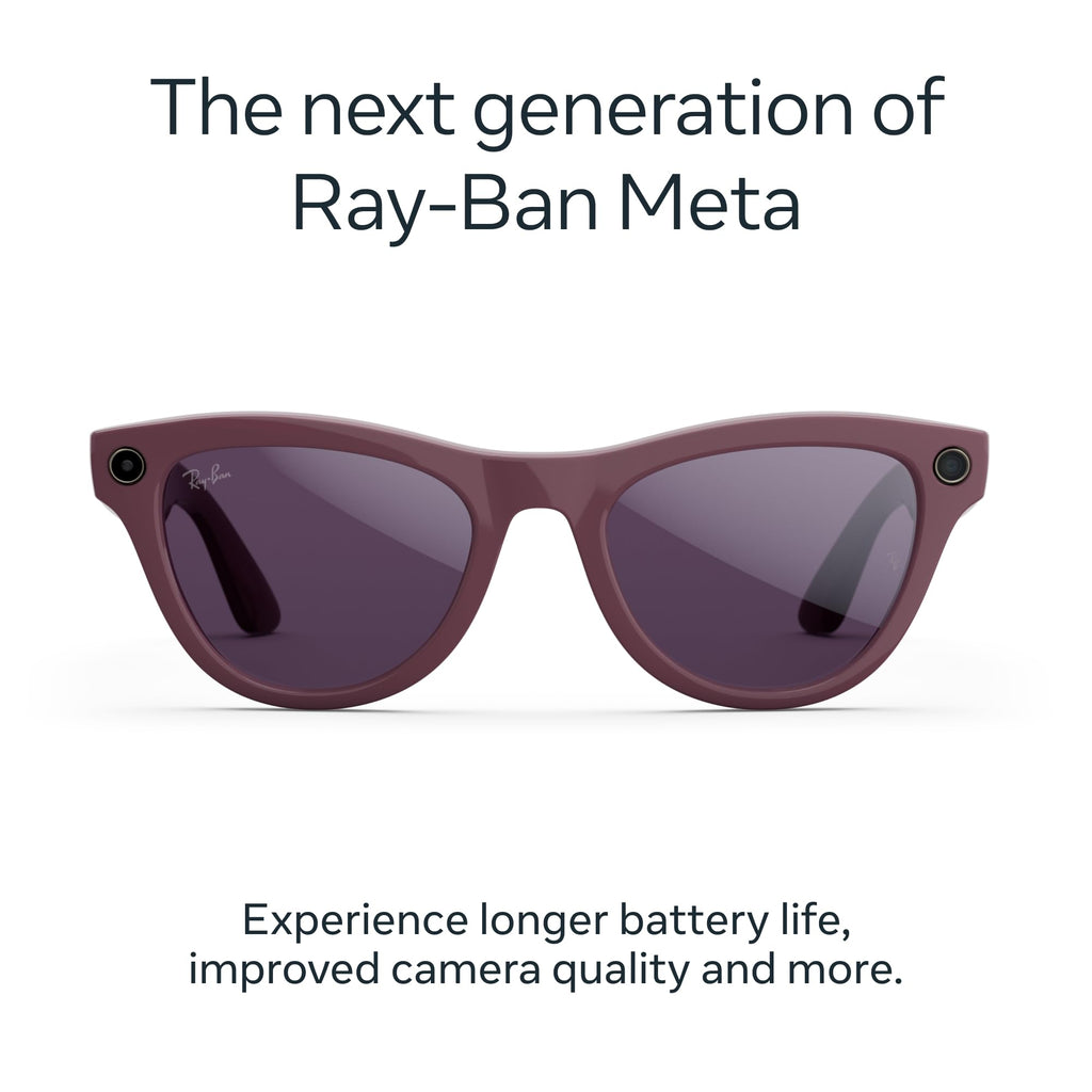 Ray-Ban Meta Skyler (Gen 2) with Meta AI, photo and video capture, longer battery life - Shiny Transparent Peach, Transitions® Brown Lenses
