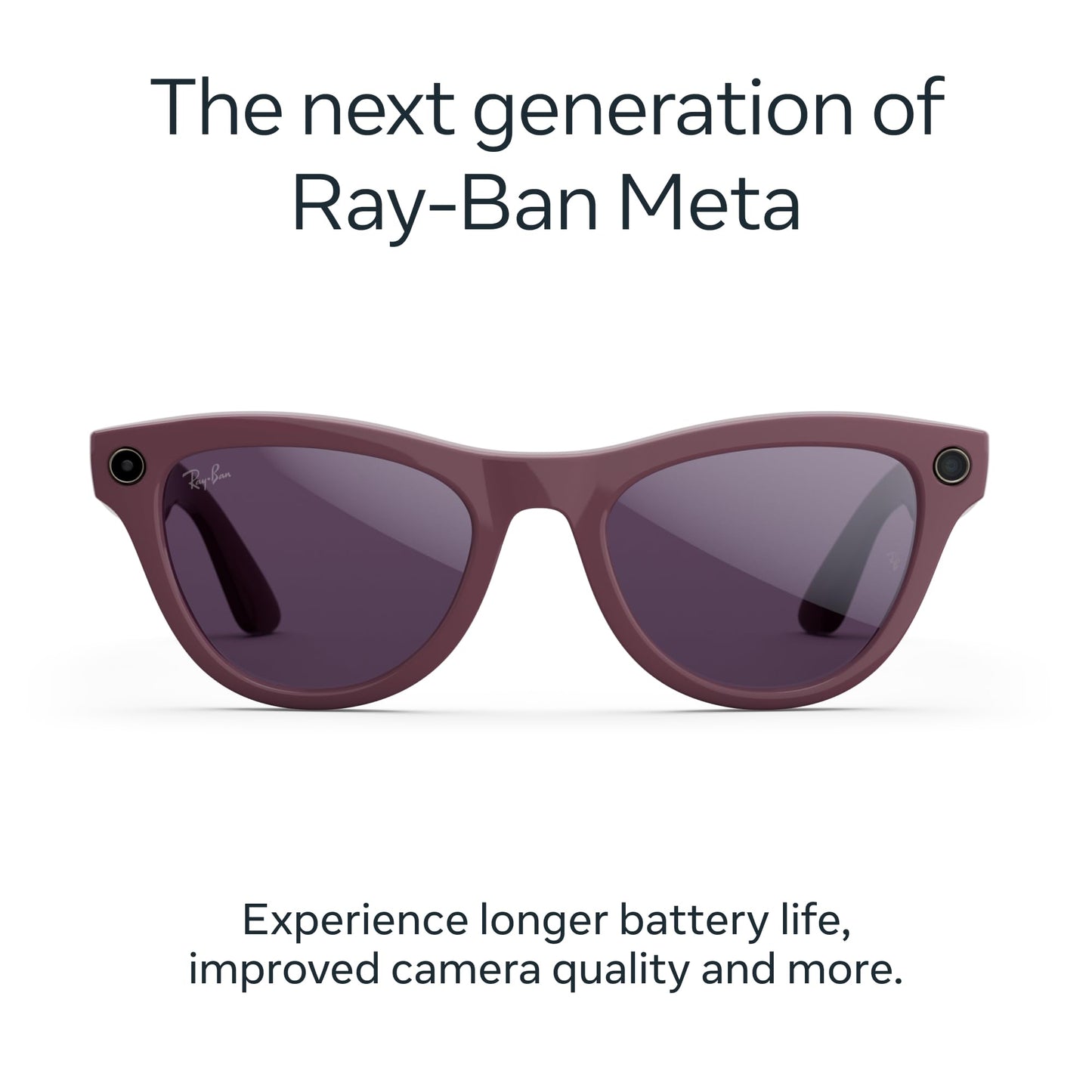 Ray-Ban Meta Skyler (Gen 2) with Meta AI, photo and video capture, longer battery life - Shiny Transparent Peach, Transitions® Brown Lenses
