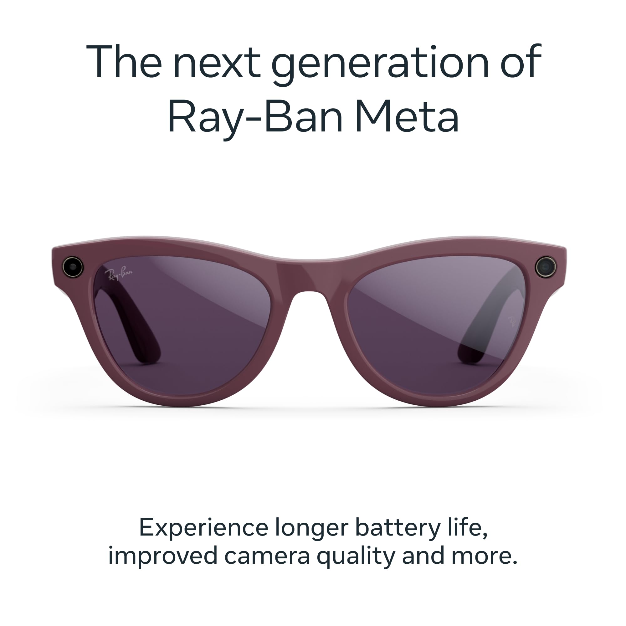 Ray-Ban Meta Skyler (Gen 2) with Meta AI, photo and video capture, longer battery life - Shiny Transparent Peach, Transitions® Brown Lenses