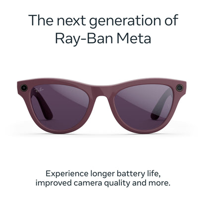 Ray-Ban Meta Skyler (Gen 2) with Meta AI, photo and video capture, longer battery life - Shiny Transparent Peach, Transitions® Brown Lenses