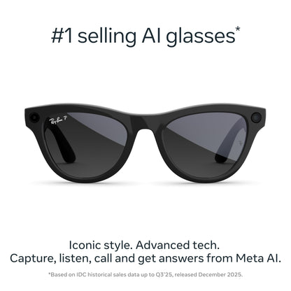Ray-Ban Meta Skyler (Gen 2) with Meta AI, photo and video capture, longer battery life - Shiny Transparent Peach, Transitions® Brown Lenses