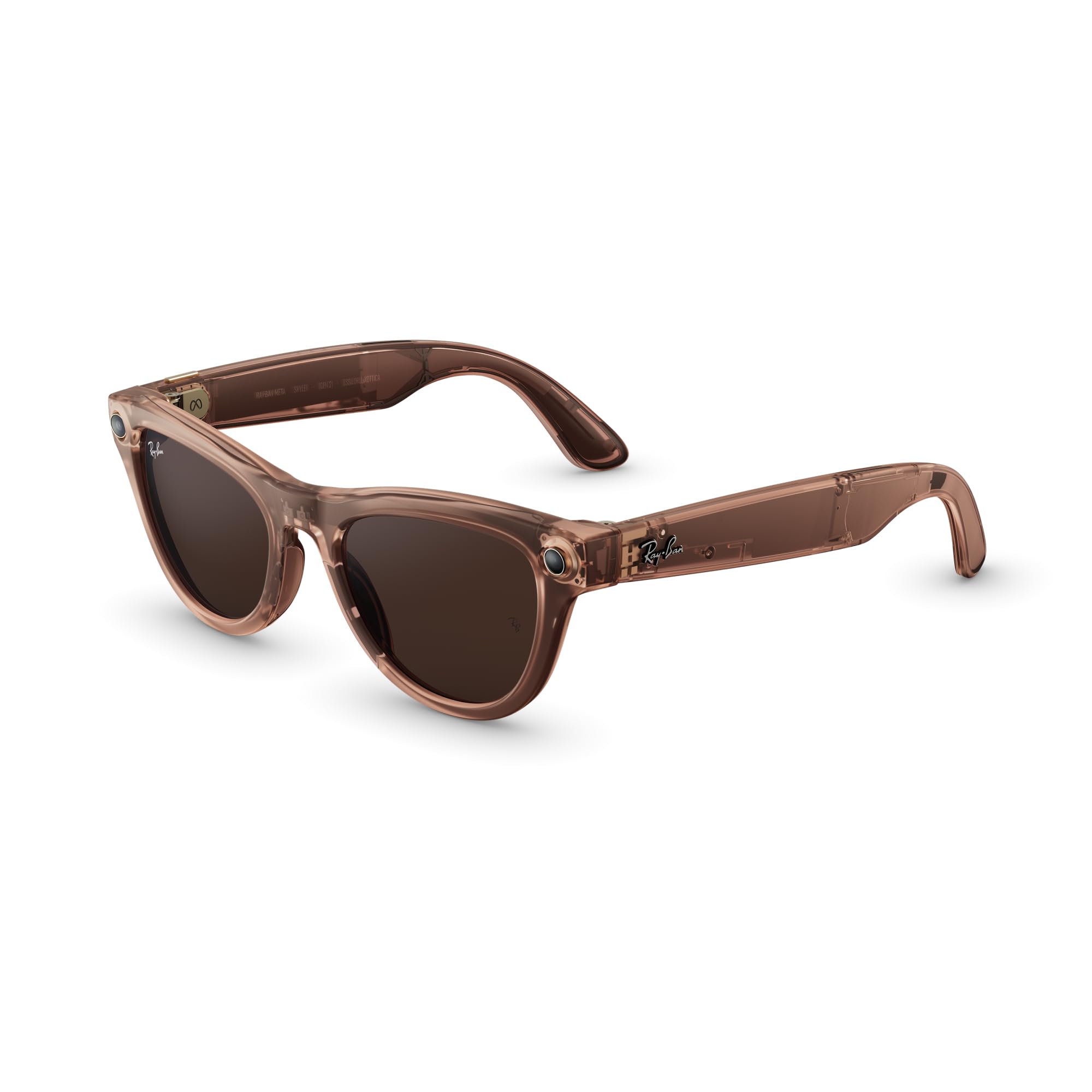 Ray-Ban Meta Skyler (Gen 2) with Meta AI, photo and video capture, longer battery life - Shiny Transparent Peach, Transitions® Brown Lenses